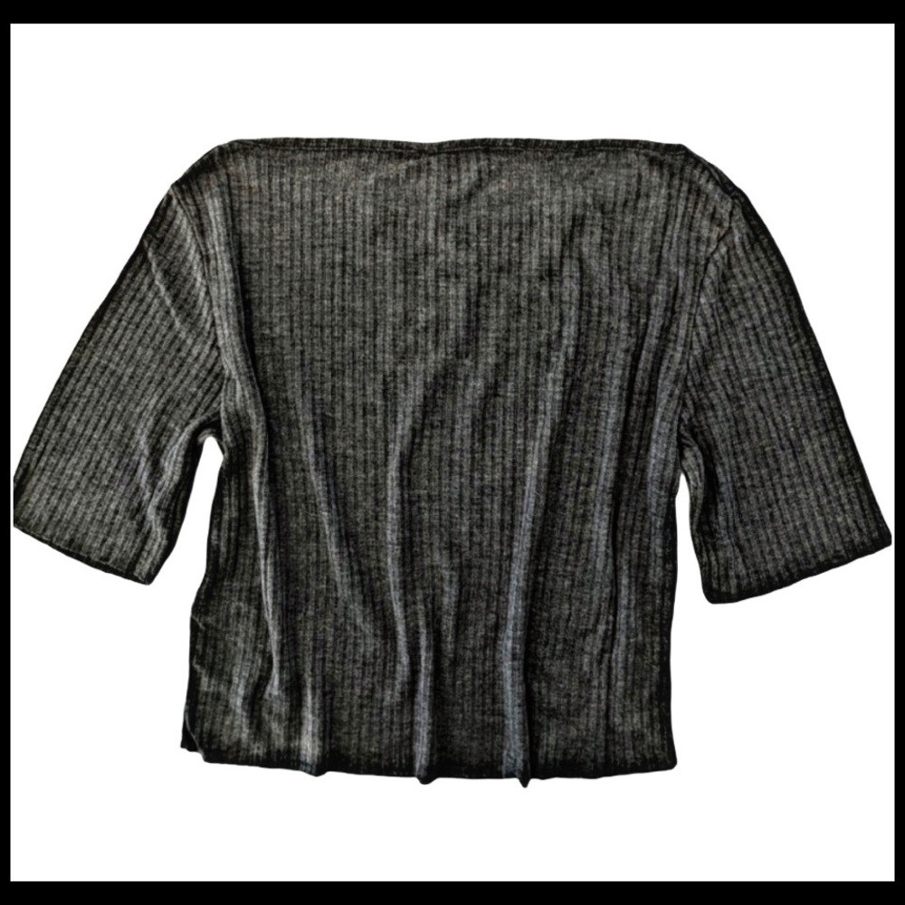 TOPSHOP NWT SLASH RIBBED CROP TEE GREY SZ 6 - Picture 8 of 14